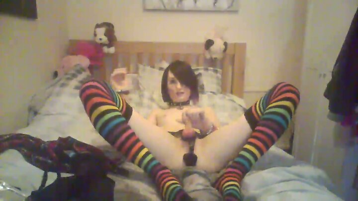 Furry Emo Femboi playing with her toys