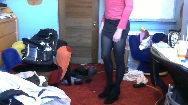 Femboy masturbing trying on outfits
