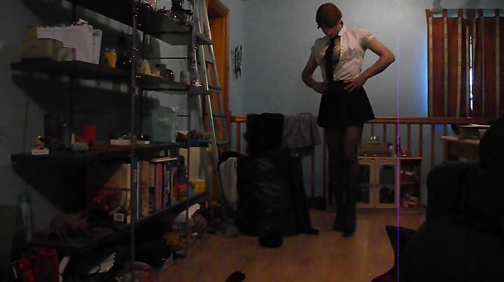 Having fun wearing my sexy school uniform part 3