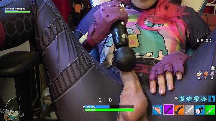 Brite Bomber from Fortnite uses her full inventory of toys