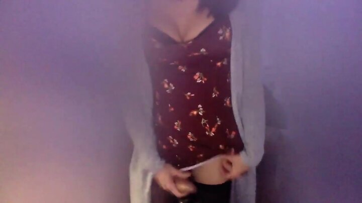 Very cute t-girl strokes massive cock on web cam pt. 3