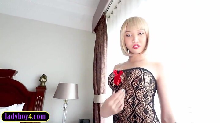 Super sexy blond from thailand she-male cocksucking and anal hammered
