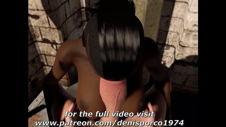 The jail black chick vs massive boobs and penis futa