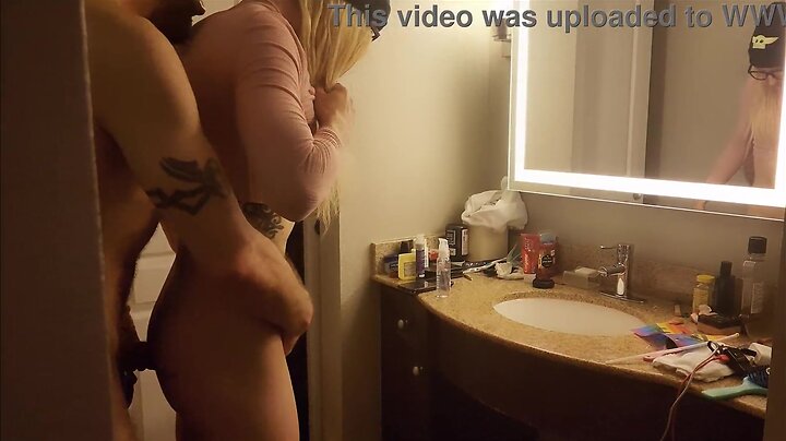 Cd watches herself take huge dick in bathroom mirror