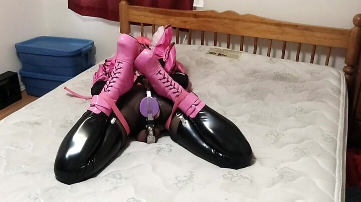 Bound in unbreakable straps: sissy maid bondage