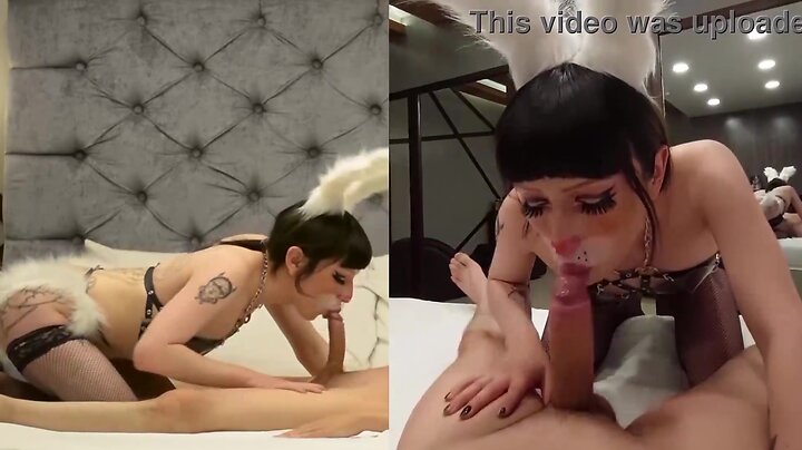 Ts cosplayer transforms into a bunny and fucks like a rabbit
