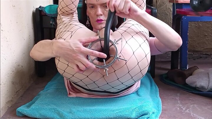 German sissy slut gaping and enjoying a huge butt plug