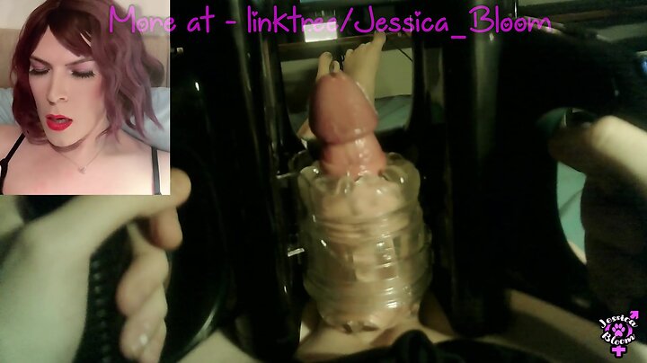 Jessica blooms big trans cock gets milked by quickshot launch machine